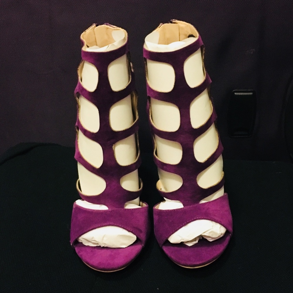 Purple caged heels